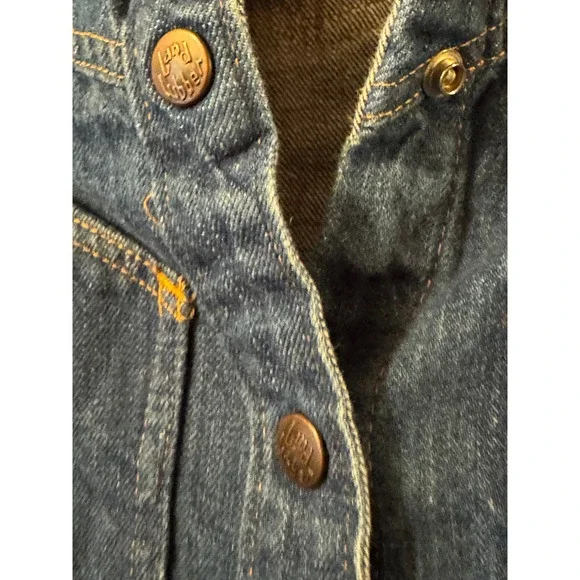 Vintage Landlubber Denim Dress Blue Snap Front Midi 70s Western Long Sleeve 7 - Picture 4 of 12